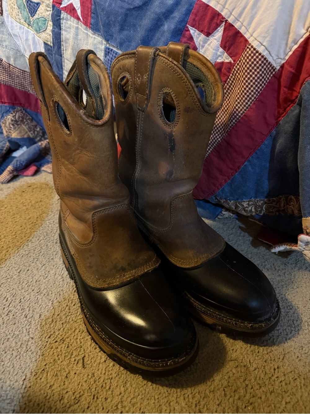 Georgia Boot Brown Leather Upper with Black Waterproof Toe Work Boots